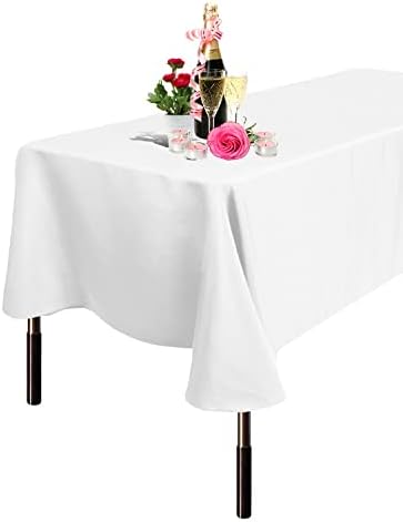 WedDecor Rectangular Polyester Tablecloth Durable Fabric Table Cover for Wedding Decorations Dinner Birthday Anniversary Parties Events, 70 x 108 Inches, White, 1 Piece