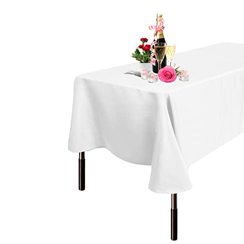 WedDecor Rectangular Polyester Tablecloth Durable Fabric Table Cover for Wedding Decorations Dinner Birthday Anniversary Parties Events, 70 x 108 Inches, White, 1 Piece