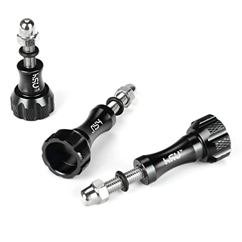 HSU Aluminum Thumbscrew Set + Wrench for Gopro Hero 13, 12, 11, 10, 9, 8, 7, 6, 5, 4, 3, AKASO Campark and Other Action Cameras (Black,3Pcs)