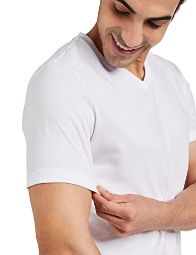 Image of Amazon Brand - Symbol Men's Solid Cotton T Shirt | Plain | V Neck | Half Sleeve-Regular Fit | Combo Pack of 3 (Available in Plus Sizes)