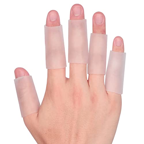 Image of 20 PCS Gel Finger Sleeve Protectors - Kimihome Silicone Finger Sleeves Cushions and Protects - Finger Cots Bandages Provide Relief for Finger Cracking, Corns, Blisters and Calluses Protect (Clear)