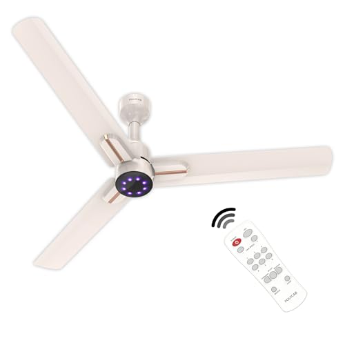 Image of Polycab Wizzy Neo LED 1200mm BLDC Ceiling Fan with remote |BEE 5 Star Rated, Higher Air Delivery|LED Indicator,Reverse,Sleep and Breeze Mode |3 Years Warranty【Beige Rosegold】
