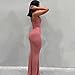 Women Bodycon Long Backless Spaghetti Strap Maxi Date Night Going Out Club Dress Evening Party Sleeveless Empire Waist Dresses Pink Xs