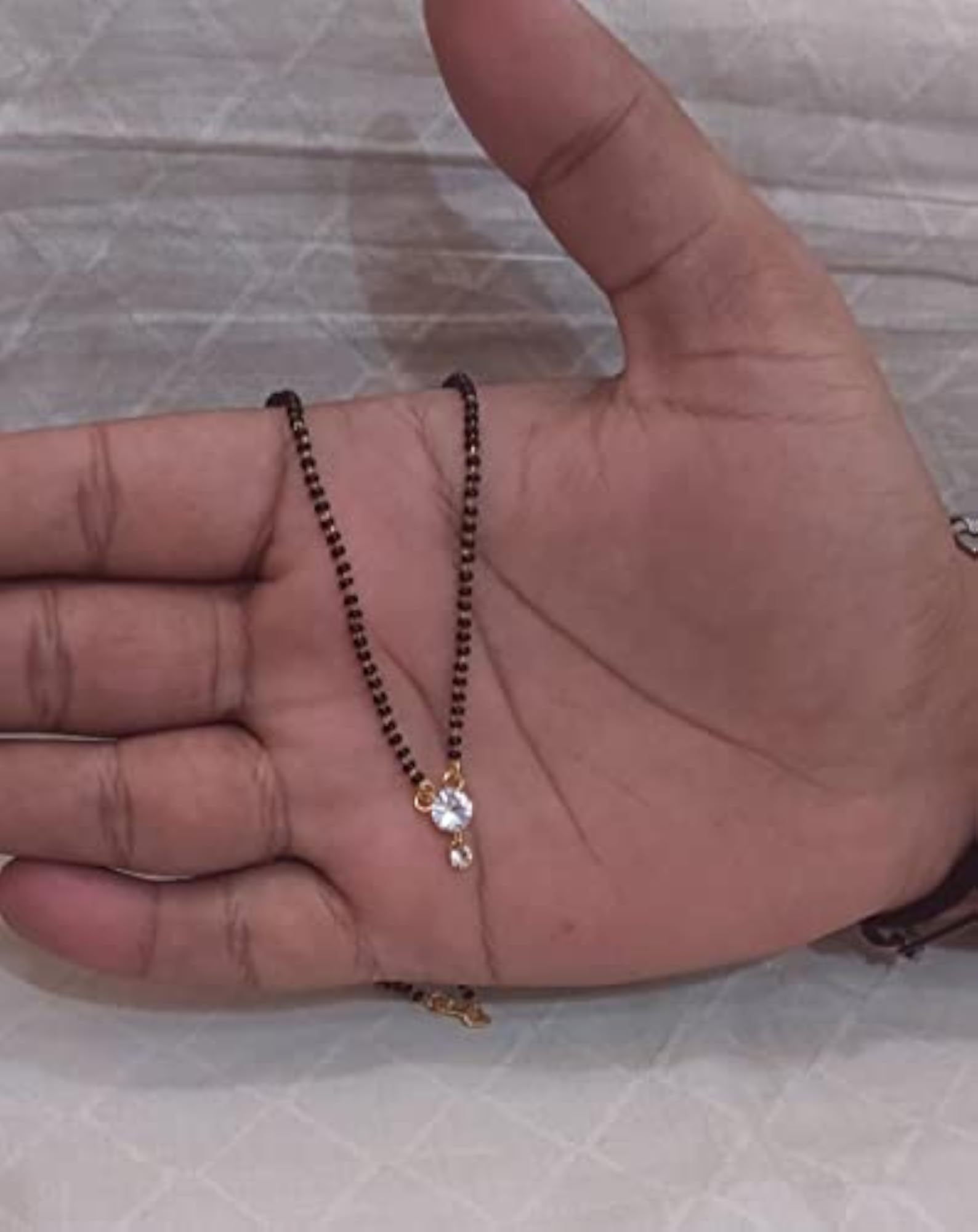American Diamond Single Stone Mangalsutra - Round Shape