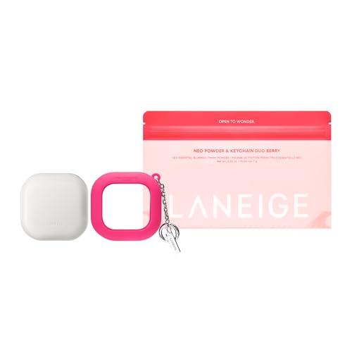 Laneige Neo Blurring Powder & Keychain Duo | Clip-On K-Beauty Setting Powder | Shine Control, Pore Blurring, On-the-Go Touch Ups | Electro Berry