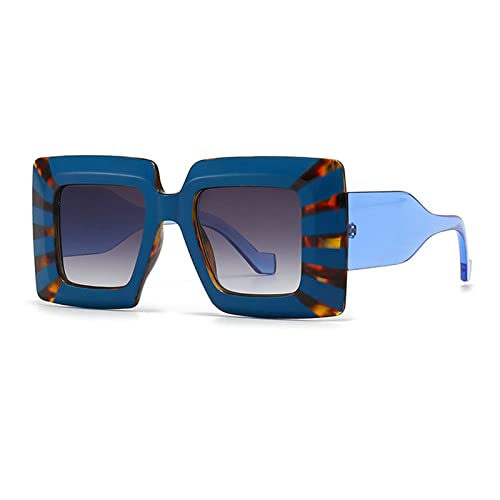 Image of COTIA Vintage Oversized Square Flat Top Stripe Sunglasse for Women Large Frame Sun Glasses Men Wide Leg Shades
