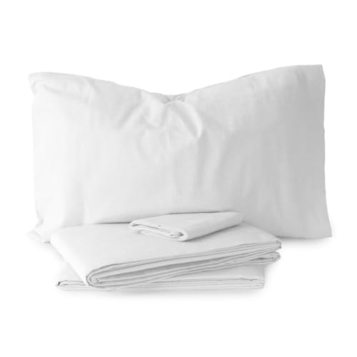 Morbidissimi Set Lenzuola Completo Letto in Flanella 100% cotone felpato Tinta Unita per letto Singolo BIANCO