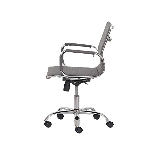 Cadeira Escritório Stripes Diretor PU Cinza Base Giratória Cromada Altura Ajustável