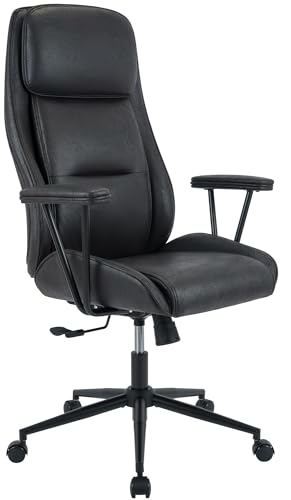CLP Silla de Oficina ergonomica Siddar, Silla Escritorio Polipiel, Respaldo con inclinacion 3 Posiciones, Regulable en Altura, hasta 135 kg, Color:Antiguo Negro
