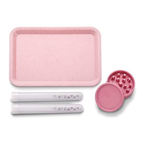 Yannabis 2.2 Inch Herb Grinder Combo Includes Rolling Tray,Plastic Container and 4 Pre Rolled Papers Cover