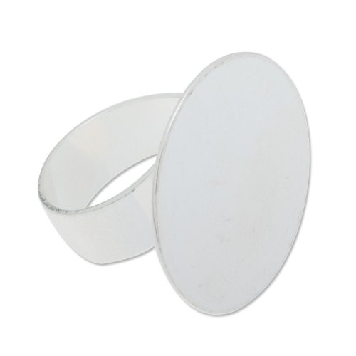 Rosebeading 25mm Flat Pad Silver Plated Adjustable Ring Blanks-20pcs