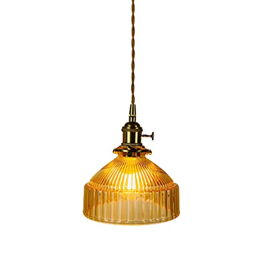 LEGZIT Suspension en Verre en Laiton de Style Japonais en Finition Verte Restaurant Nordique Éclairage Suspendu Vintage Luminaires rétro pour Cuisine Salon...