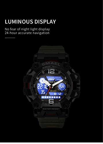 AIMES Men's Watches Outdoor Sports Waterproof Military Watch Tactical Digital Analog Wrist Watch Date Multi Function Led Large Face Alarm Stopwatch for Man