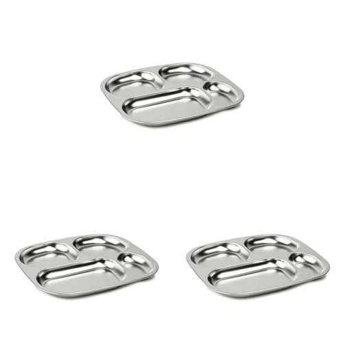 THERMOBABY - Plateau Compartimenté En Inox Pour Enfant - 4 Compartiments - Léger, Robuste - Idéal Pour Repas Équilibrés - Facile À Nettoyer - Compatible...
