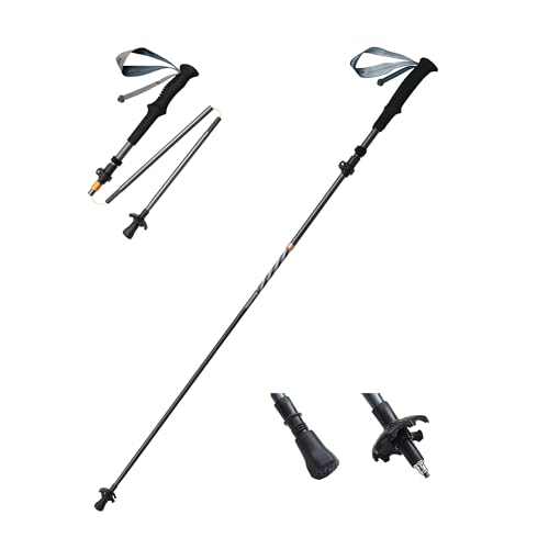 Naturehike Bastones de Senderismo 7075 Aluminio +3K Carbono Bastones de Senderismo Ultraligeros Plegables 103-135CM para Mujeres y Hombres Senderismo/Camping/Montaña(Un bastón)