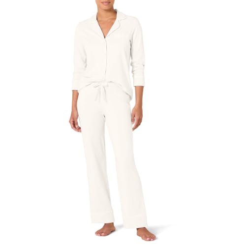 Amazon Essentials Women's Long Sleeve Cotton Modal Pajama Set, Loungewear with Full-Length Bottom, White, 4X