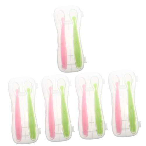 ERINGOGO 5 Juegos De Cucharas De Silicona Alimentador De Alimentos Triturados Cucharas De Autoalimentación Cucharas Flexibles De Silicona Para Bebés Cuchara De Alimentación Infantil