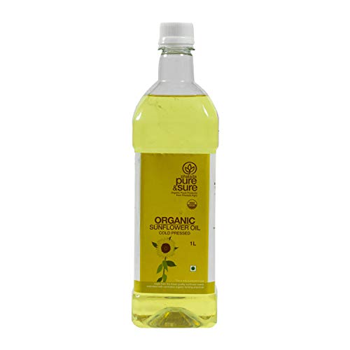 Image of Phalada Pure & Sure Organic Sunflower Oil | Sunflower Oil for Cooking | High in Antioxidants, Delicious & Healthy Sunflower Cooking Oil (1 Litre), Yellow & Pure & Sure Castor Oil, 500ml
