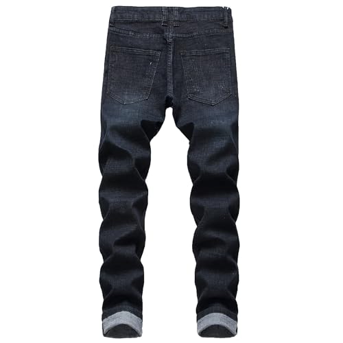 Mens Ripped Jeans Lounge Comfort Mens Pants with Elastic Waistband Biker Slim Fit Jeans for Men2