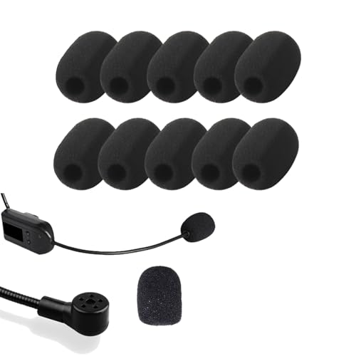 Image of Headset Microphone Foam Covers, 10 Pack, 30 x 22 mm, Black | Washable mic sponge windscreens with 8 mm inner holes for compatible headset microphones and portable voice amplifiers