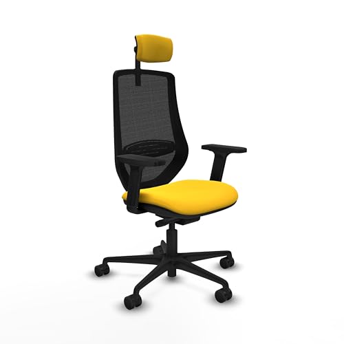 Piqueras y Crespo Silla de Oficina Mardos Bonita y cómoda con Respaldo Fijo, cabecero 2D, Apoyo Lumbar 1D, Brazos 2D, Mecanismo Sincro/Traslack, para Uso 24 Horas y Peso máximo de 120 Kg
