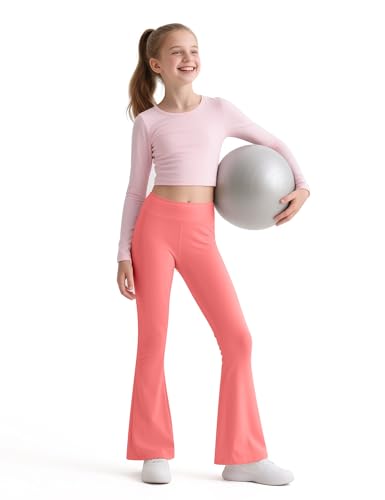 Image of HASMES 3 Pack Girls Flare Leggings Kids Bell Bottom Dance Yoga Pants Activewear