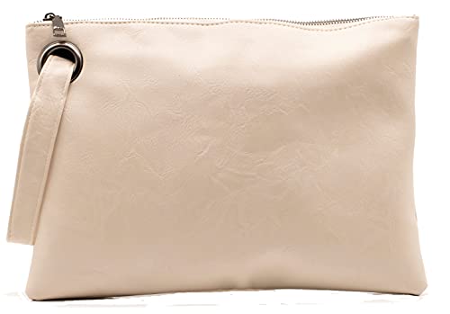Image of Amaze Women's Oversized Envelope Clutch Purse, Large PU Leather Evening Bag with Wristlet Strap for Wedding & Party