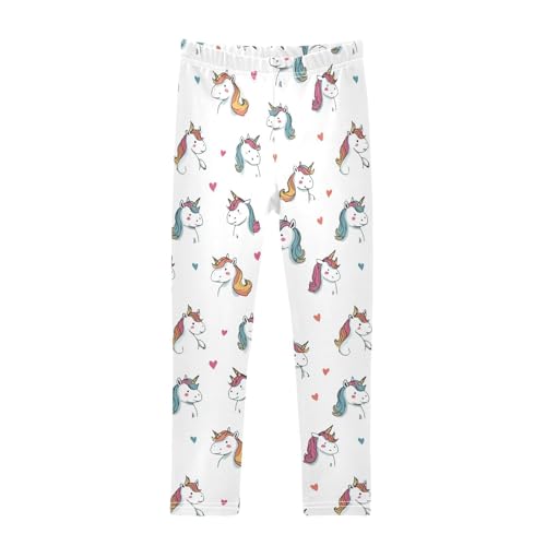 Girls Leggings Cute Unicorns Heart Soft Toddler Leggings for Girls Kids Pants Size 4T-10T