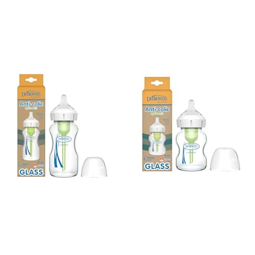 Dr. Brown's Anti-Colic Options+ Wide-Neck Glass Baby Bottles, 9 o...