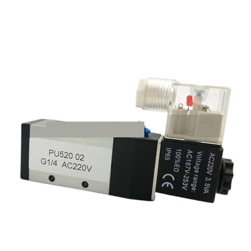 Distributeur pneumatique 5/2 PU520 G1/2 avec commande électrique DC24V à commutation rapide - 3