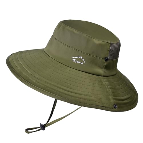 Image of Cooling Sun Hat for Men Women,Wide Brim Bucket Hat Foldable Boonie Hat for Fishing Hiking Garden Safari Beach