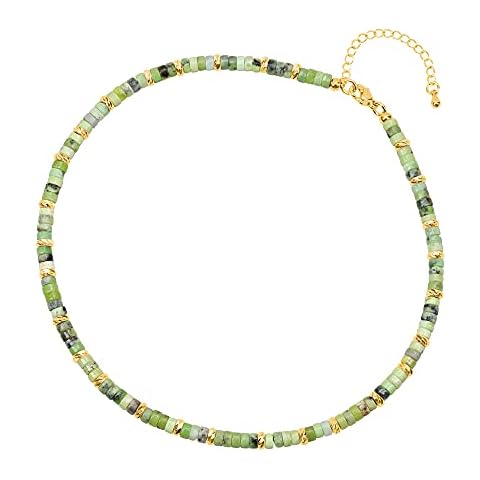 COAI Green Jasper Heishi Beaded Choker Necklace Cover
