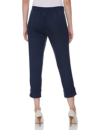 Image of BIBA Cotton Blend Solid Regular Casual Pants