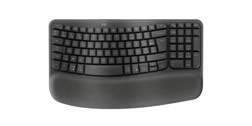Logitech Wave Keys, Teclado ergonómico inalámbrico, Grafito, Disposición AZERTY Belga