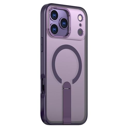 Coque rigide iPhone 17 Air transparente violette haut de gamme avec béquille