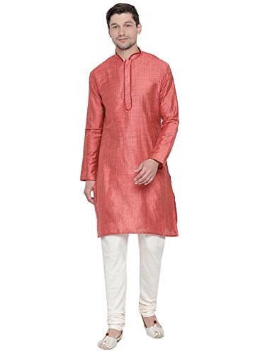 Image of VASTRAMAY Men's Beige Cotton Kurta and Pyjama Set