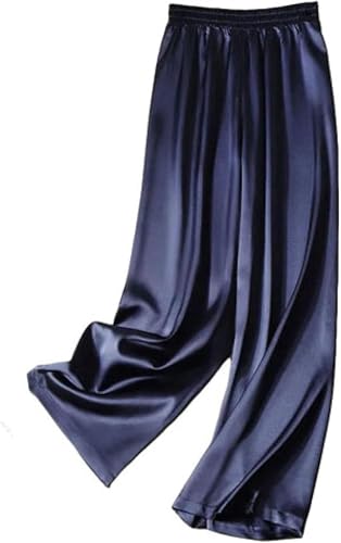 Women's Wide Leg Pants Straight Elastic Waist Loose Casual Spring/Summer Satin