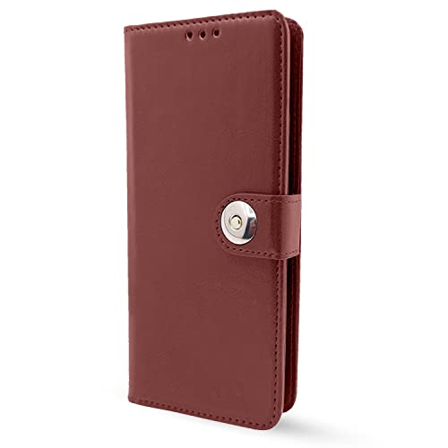 Image of Pikkme Poco X5 5G / Redmi Note 12 5G Flip Cover Leather Finish | Inside TPU with Card Pockets | Wallet Stand and Shock Proof | Complete Protection Button Flip Case (Brown)
