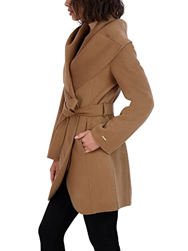 TAHARI Women's Double-Faced Luxury Soft Blend Peacoat Removable Belt Wool Coat Oversized Collar2