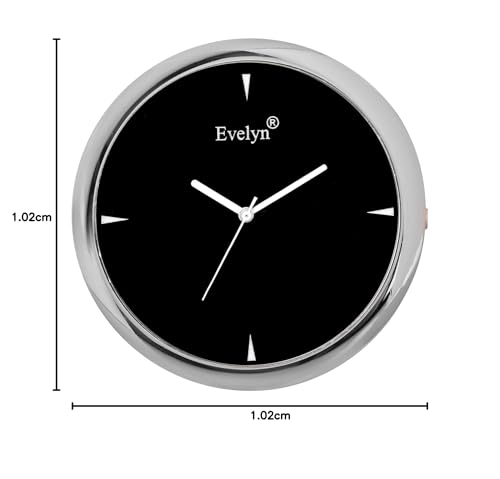 Image of Evelyn Analog Table Clock | Classic Small Round Car Dashboard Time Desk Clock Black Size 45mm