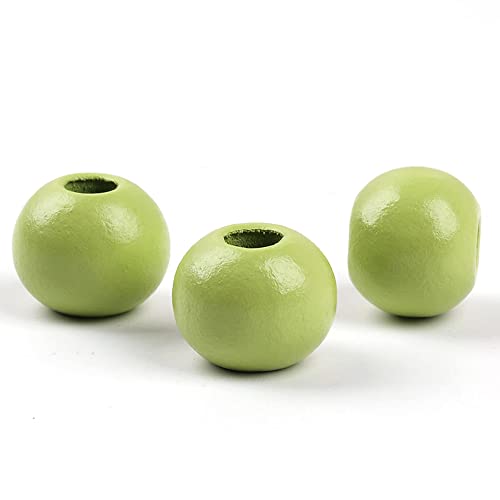 Oneyijun 50 Pcs Large Wooden Beads 20mm Natural Round Wood Beads Loose Beads