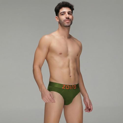 Image of Zoiro Men's Fluid-Fabric Brief | Micro Nylon Waistband | 4-Way Stretch Soft Supple Fit | Skin-Friendly Breathable Innerwear | 90% Cotton 10% Spandex