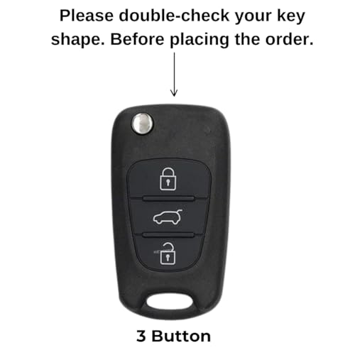 Image of Keycept Metal Alloy Key Cover Compatible with Hyun-dai i10, i20 Old 3 Button Flip Key with Keychain (Short Keychain).