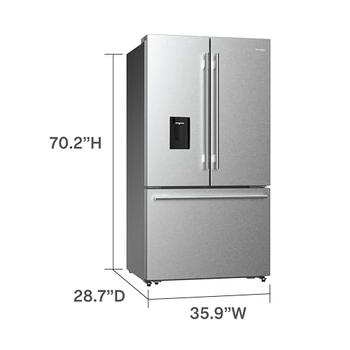 DUURA Elite DE210FDBMDSS Refrigerator Built in with French Doors Adjustable Glass Shelves Dual Drawer Bottom Freezer with Ice Maker, LED Interior Light and Stainless Steel Exterior, 36-Inch, Metallic on Fridge.com