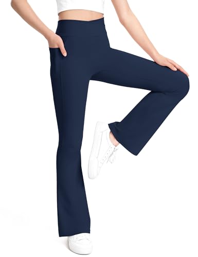 KEREDA Girls Flare Leggings High Waist Cross Bell Bottoms for