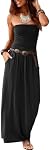 Womens Off Shoulder Summer Dresses Casual Long Maxi Beach Evenings Dress with Pockets
