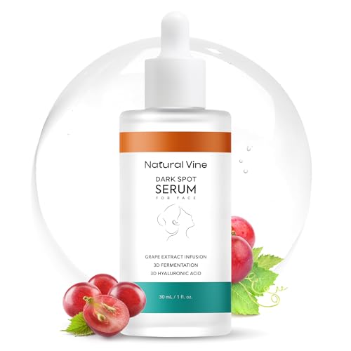Natural Vine Dark Spot Serum: Dark Spot Remover for Face - Dark Spot Corrector with Grape Extract Fermentation Complex Hyaluronic Acid Vitamin E for Brighter Even Skin Tone 1 FL OZ