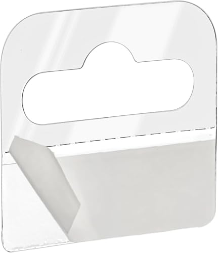 Image of Hiceeden 800 Pcs Clear Slot Hole Hanging Tabs, 1-8 /10 inch x1-3 /5 inch Plastic Self Adhesive Hanging Tags, Heavy Duty Sticky Hang Tabs Hanger for Retail Store Display