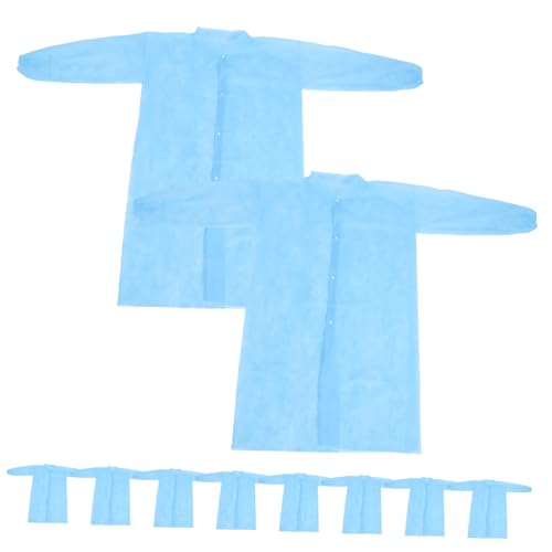 OSOLADY 10pcs Dustproof Clothing Coveralls Shirt Sleeve Lab Coat Lab Coat Air Condition White Lab Coats for Women Lab Coat Men Cleaning Suit Protective Coverall Non-Woven Fabric Blue