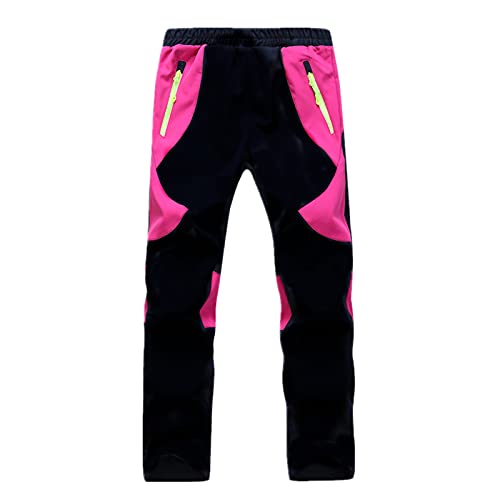 Girls Trousers Breathable Ski Outdoor Rain Warm with Fleece Trousers Trousers Trousers Hiking (Black, 5-6 Years)